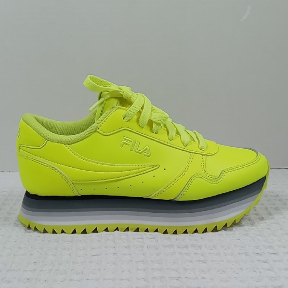 Fila Orbit Stripe Platform Sneaker Women's Size 6.5 Neon Yellow